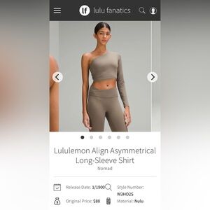 Lululemon Athletica Brown Asymmetrical Crop Top